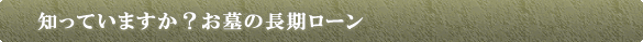 知っていますか?お墓の長期ローン
